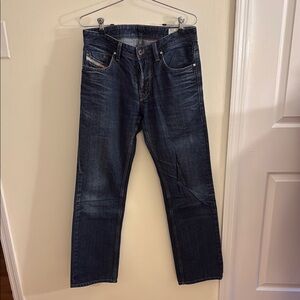 Diesel: Men's Dark Blue Straight Jeans